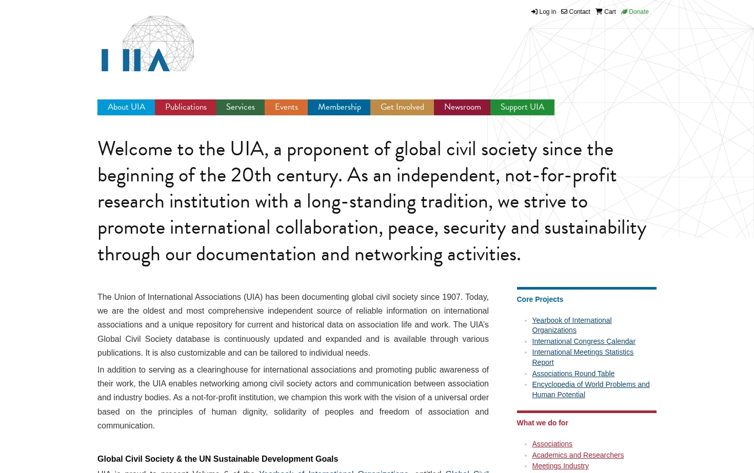 Union of International Associations (UIA) 页面快照